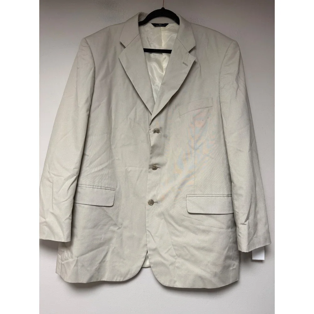 Brooks Brothers‎ 346 Stretch Mens Blazer 45 Long Tan Beige Cotton Blend R7012